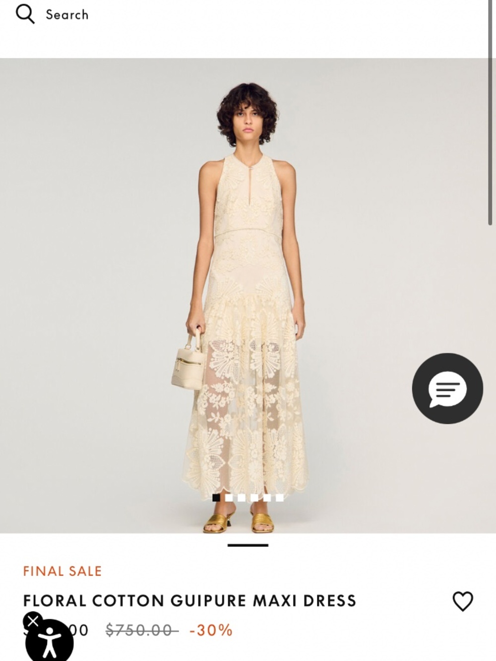 Sandro Floral Cotton Guipure maxi dress - Picture 1 of 6